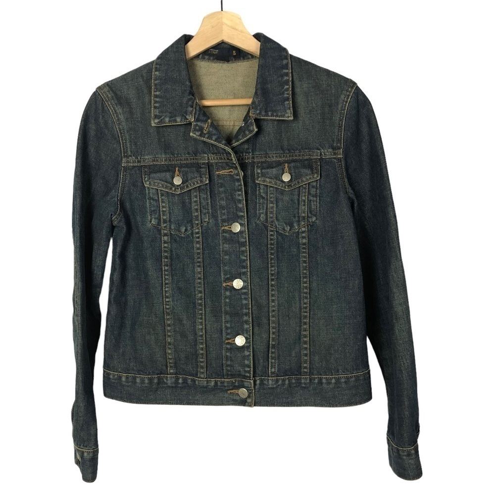J. Crew Dark Blue Wash‎ Button Down Trucker Denim Jacket S